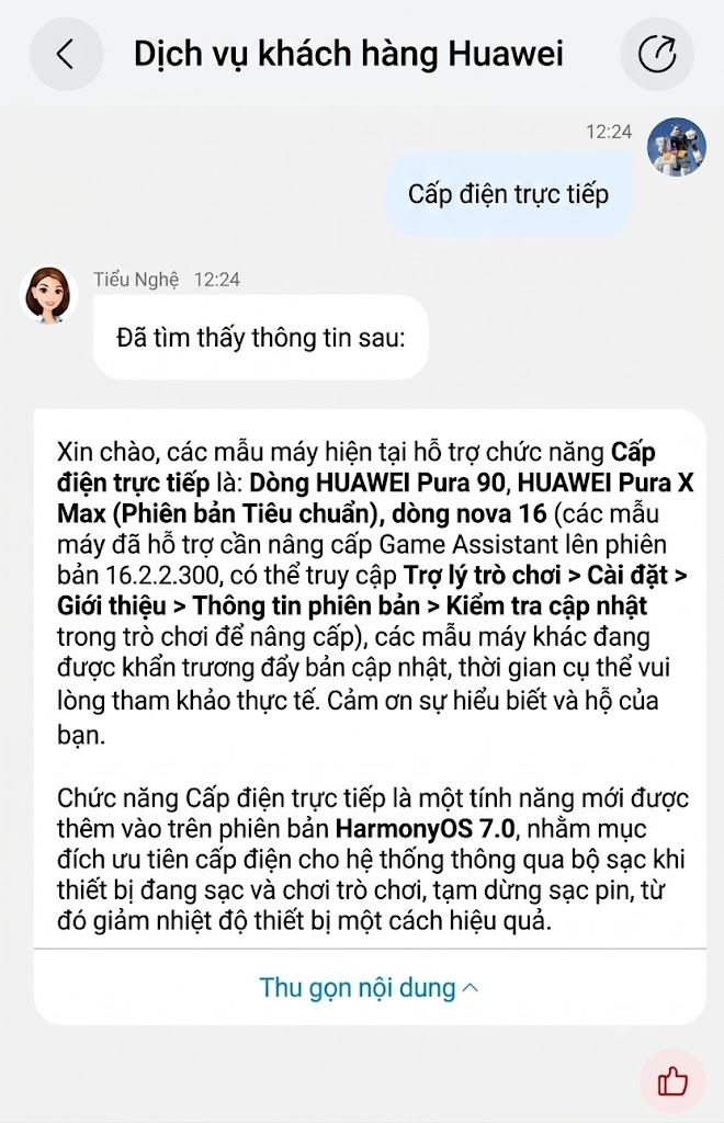 Danh sách thiết bị hỗ trợ cấp nguồn trực tiếp trên HarmonyOS 7